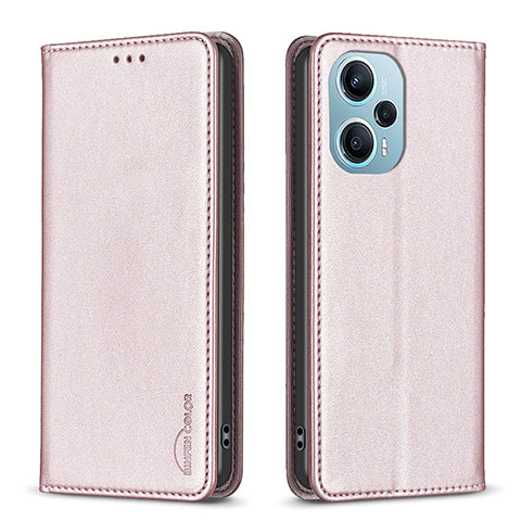 Coque Portefeuille Livre Cuir Etui Clapet B17F pour Xiaomi Poco F5 5G Or Rose