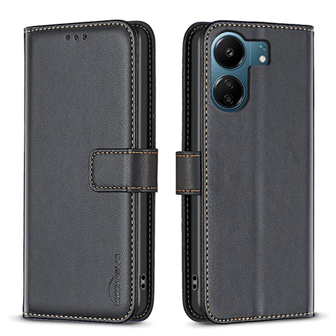 Coque Portefeuille Livre Cuir Etui Clapet B17F pour Xiaomi Redmi 13C Noir