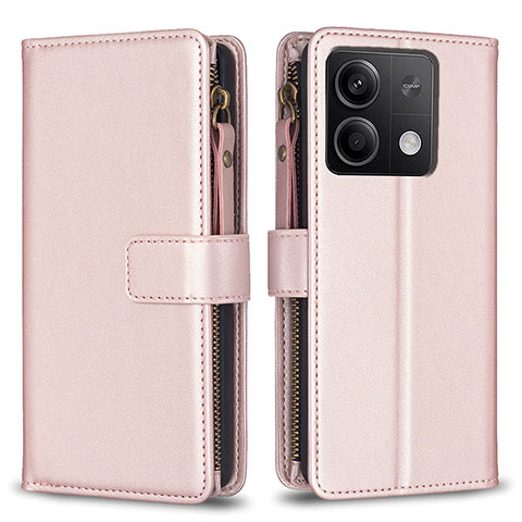 Coque Portefeuille Livre Cuir Etui Clapet B17F pour Xiaomi Redmi Note 13 5G Or Rose