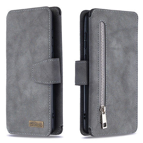 Coque Portefeuille Livre Cuir Etui Clapet B18F pour Samsung Galaxy A81 Gris