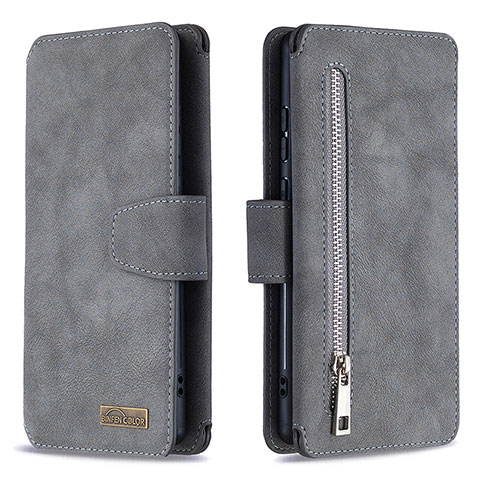 Coque Portefeuille Livre Cuir Etui Clapet B18F pour Samsung Galaxy Note 20 5G Gris