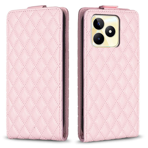 Coque Portefeuille Livre Cuir Etui Clapet B19F pour Realme C67 Or Rose