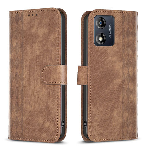 Coque Portefeuille Livre Cuir Etui Clapet B21F pour Motorola Moto E13 Marron