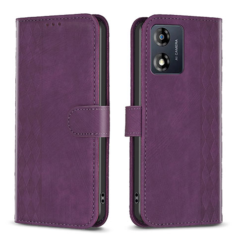 Coque Portefeuille Livre Cuir Etui Clapet B21F pour Motorola Moto E13 Violet