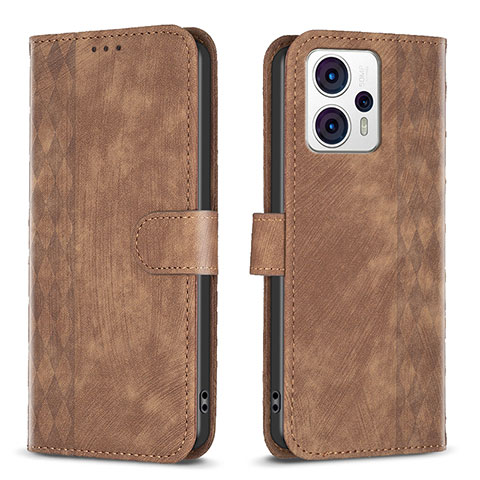 Coque Portefeuille Livre Cuir Etui Clapet B21F pour Motorola Moto G23 Marron