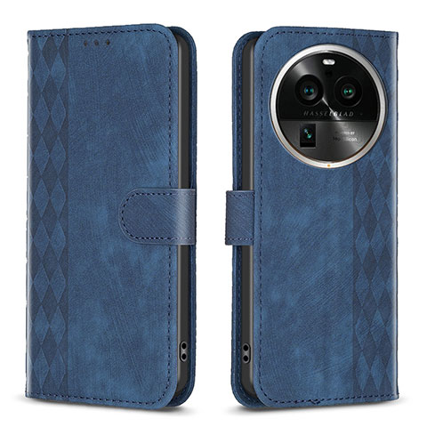 Coque Portefeuille Livre Cuir Etui Clapet B21F pour Oppo Find X6 Pro 5G Bleu