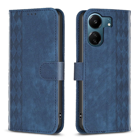 Coque Portefeuille Livre Cuir Etui Clapet B21F pour Xiaomi Redmi 13C Bleu