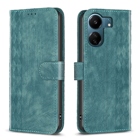 Coque Portefeuille Livre Cuir Etui Clapet B21F pour Xiaomi Redmi 13C Vert