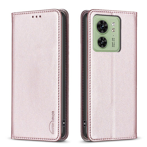 Coque Portefeuille Livre Cuir Etui Clapet B22F pour Motorola Moto Edge (2023) 5G Or Rose