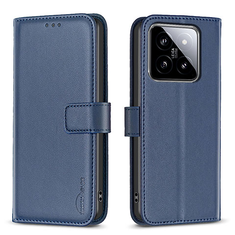 Coque Portefeuille Livre Cuir Etui Clapet B22F pour Xiaomi Mi 14 Pro 5G Bleu