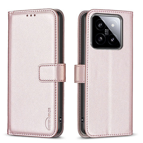 Coque Portefeuille Livre Cuir Etui Clapet B22F pour Xiaomi Mi 14 Pro 5G Or Rose