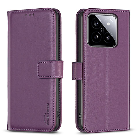 Coque Portefeuille Livre Cuir Etui Clapet B22F pour Xiaomi Mi 14 Pro 5G Violet