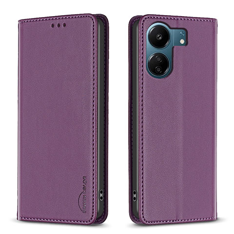 Coque Portefeuille Livre Cuir Etui Clapet B22F pour Xiaomi Poco C65 Violet