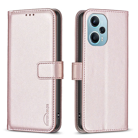 Coque Portefeuille Livre Cuir Etui Clapet B22F pour Xiaomi Poco F5 5G Or Rose