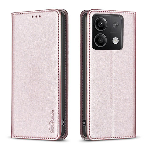 Coque Portefeuille Livre Cuir Etui Clapet B22F pour Xiaomi Redmi Note 13 5G Or Rose