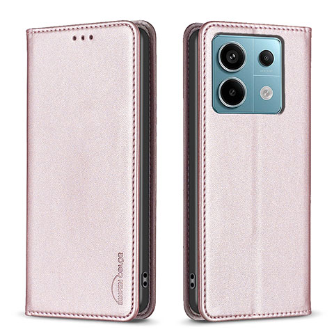 Coque Portefeuille Livre Cuir Etui Clapet B22F pour Xiaomi Redmi Note 13 Pro 5G Or Rose