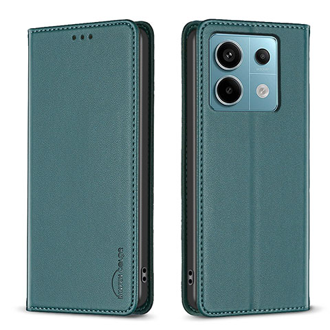 Coque Portefeuille Livre Cuir Etui Clapet B22F pour Xiaomi Redmi Note 13 Pro 5G Vert