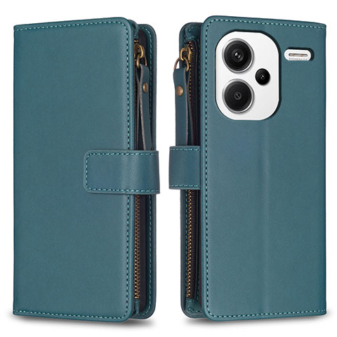 Coque Portefeuille Livre Cuir Etui Clapet B22F pour Xiaomi Redmi Note 13 Pro+ Plus 5G Vert