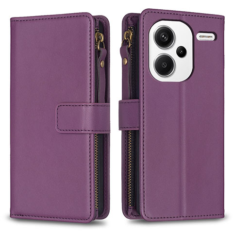 Coque Portefeuille Livre Cuir Etui Clapet B22F pour Xiaomi Redmi Note 13 Pro+ Plus 5G Violet