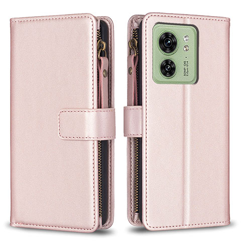 Coque Portefeuille Livre Cuir Etui Clapet B23F pour Motorola Moto Edge 40 5G Or Rose