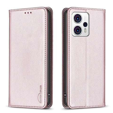 Coque Portefeuille Livre Cuir Etui Clapet B23F pour Motorola Moto G23 Or Rose