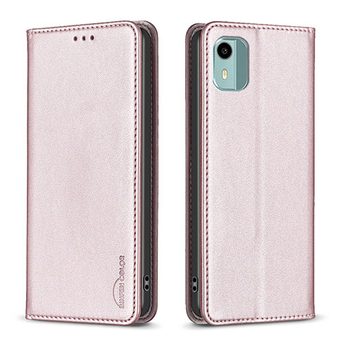 Coque Portefeuille Livre Cuir Etui Clapet B23F pour Nokia C12 Pro Or Rose