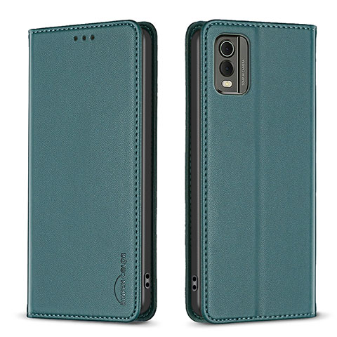 Coque Portefeuille Livre Cuir Etui Clapet B23F pour Nokia C210 Vert