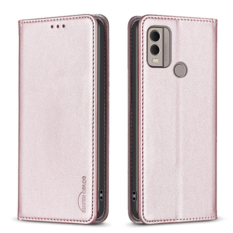 Coque Portefeuille Livre Cuir Etui Clapet B23F pour Nokia C22 Or Rose