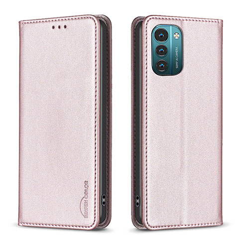 Coque Portefeuille Livre Cuir Etui Clapet B23F pour Nokia G21 Or Rose