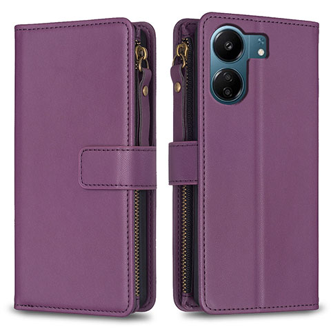 Coque Portefeuille Livre Cuir Etui Clapet B23F pour Xiaomi Poco C65 Violet