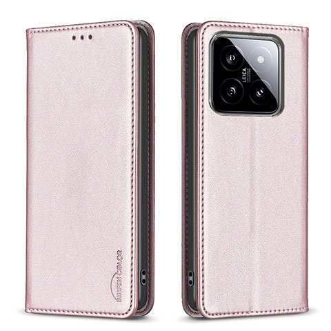 Coque Portefeuille Livre Cuir Etui Clapet B24F pour Xiaomi Mi 14 5G Or Rose