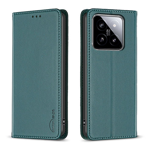 Coque Portefeuille Livre Cuir Etui Clapet B24F pour Xiaomi Mi 14 5G Vert