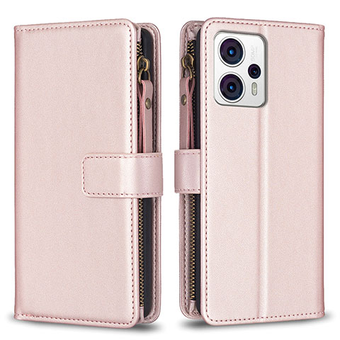 Coque Portefeuille Livre Cuir Etui Clapet B25F pour Motorola Moto G23 Or Rose