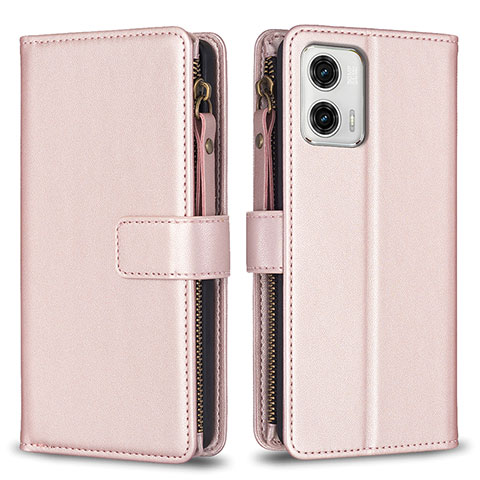 Coque Portefeuille Livre Cuir Etui Clapet B25F pour Motorola Moto G73 5G Or Rose