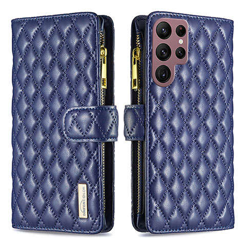 Coque Portefeuille Livre Cuir Etui Clapet BF1 pour Samsung Galaxy S22 Ultra 5G Bleu