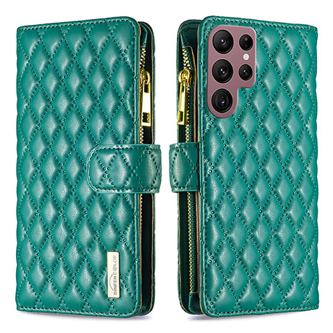 Coque Portefeuille Livre Cuir Etui Clapet BF1 pour Samsung Galaxy S22 Ultra 5G Vert