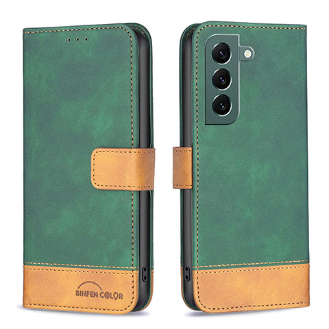 Coque Portefeuille Livre Cuir Etui Clapet BF2 pour Samsung Galaxy S22 5G Vert