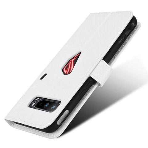 Coque Portefeuille Livre Cuir Etui Clapet BY1 pour Asus ROG Phone 3 Blanc