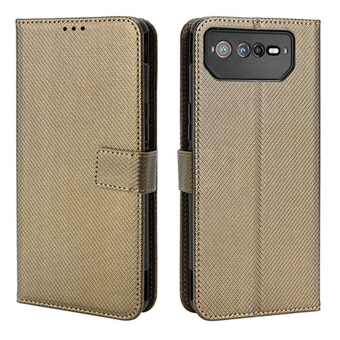 Coque Portefeuille Livre Cuir Etui Clapet BY1 pour Asus ROG Phone 6 Marron