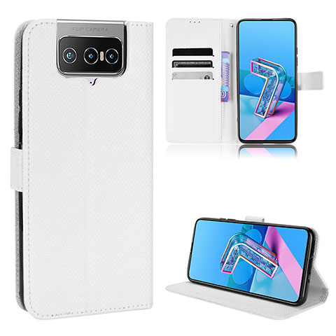 Coque Portefeuille Livre Cuir Etui Clapet BY1 pour Asus Zenfone 7 Pro ZS671KS Blanc