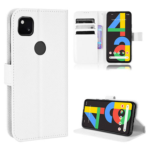 Coque Portefeuille Livre Cuir Etui Clapet BY1 pour Google Pixel 4a Blanc