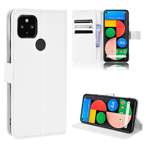 Coque Portefeuille Livre Cuir Etui Clapet BY1 pour Google Pixel 5 XL 5G Blanc