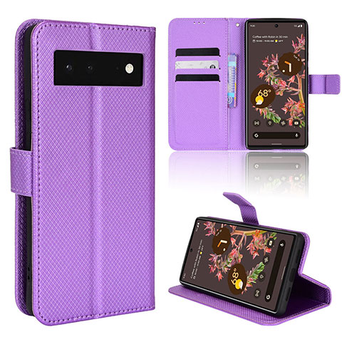 Coque Portefeuille Livre Cuir Etui Clapet BY1 pour Google Pixel 6 5G Violet