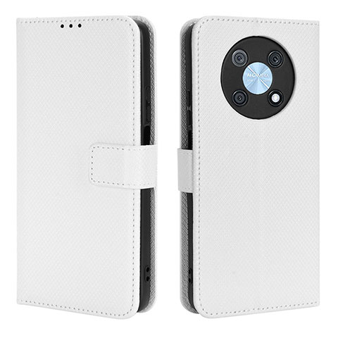 Coque Portefeuille Livre Cuir Etui Clapet BY1 pour Huawei Enjoy 50 Pro Blanc