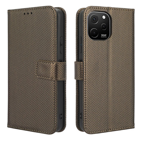 Coque Portefeuille Livre Cuir Etui Clapet BY1 pour Huawei Enjoy 50z Marron