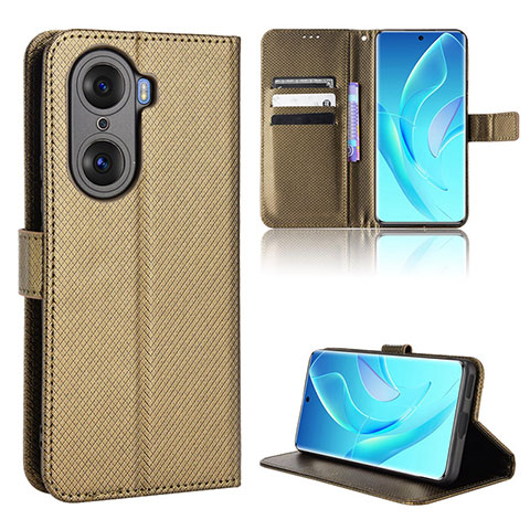 Coque Portefeuille Livre Cuir Etui Clapet BY1 pour Huawei Honor 60 5G Marron