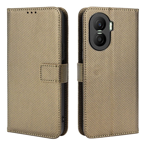 Coque Portefeuille Livre Cuir Etui Clapet BY1 pour Huawei Honor X40i 5G Marron