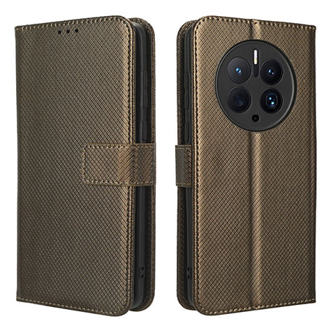 Coque Portefeuille Livre Cuir Etui Clapet BY1 pour Huawei Mate 50 Pro Marron