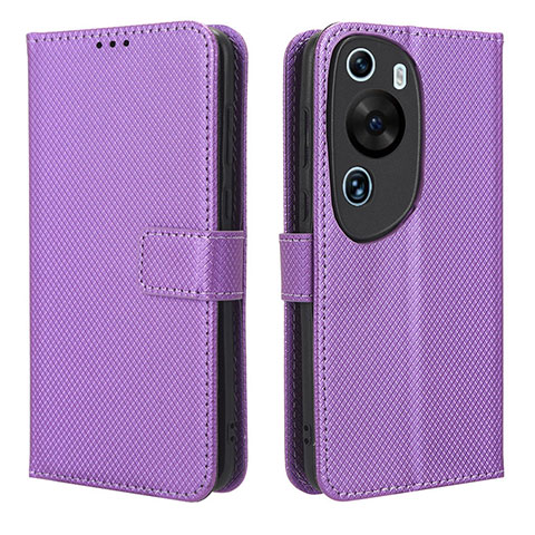 Coque Portefeuille Livre Cuir Etui Clapet BY1 pour Huawei P60 Art Violet