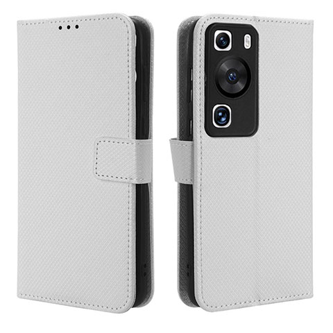 Coque Portefeuille Livre Cuir Etui Clapet BY1 pour Huawei P60 Blanc